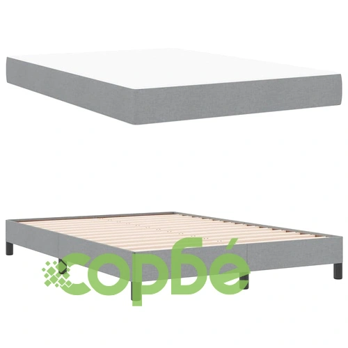 Легло с пружинна основа и матрак светлосиво 140x200 см текстил ➤ топ цена ➤ sorbe.bg