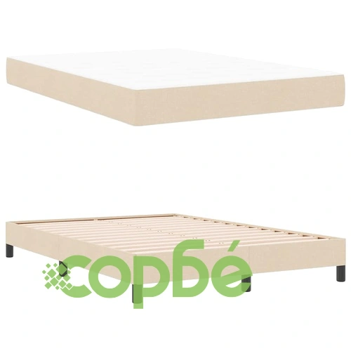 Легло с пружинирана основа и матрак от текстил крем 160x200 см ➤ топ цена ➤ sorbe.bg