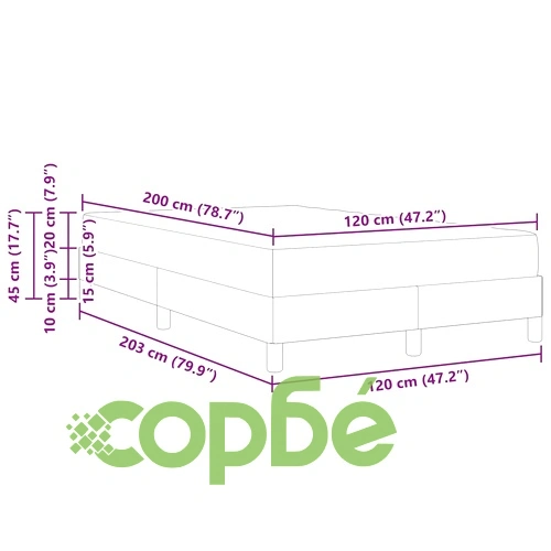 Легло с пружинирана основа и матрак синьо и кафяво 120x200 см ➤ топ цена ➤ sorbe.bg