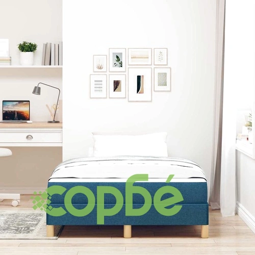 Легло с пружинирана основа и матрак синьо и кафяво 120x200 см ➤ топ цена ➤ sorbe.bg