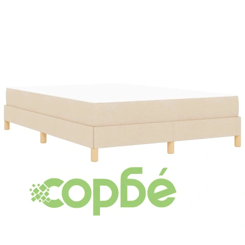 Легло с пружинен матрак от текстил и инженерна дървесина 140x190 см кремаво-кафяво ➤ топ цена ➤ sorbe.bg