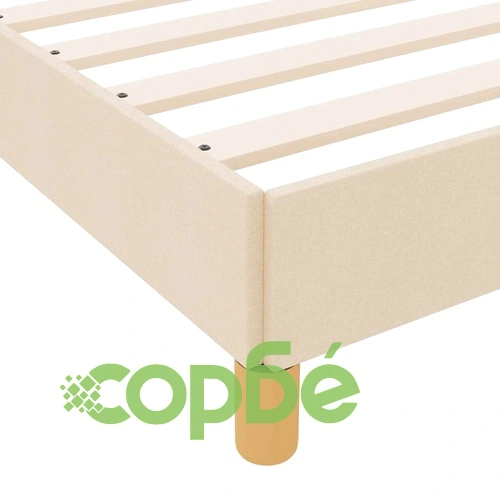 Легло с пружинен матрак от текстил и инженерна дървесина 140x190 см кремаво-кафяво ➤ топ цена ➤ sorbe.bg