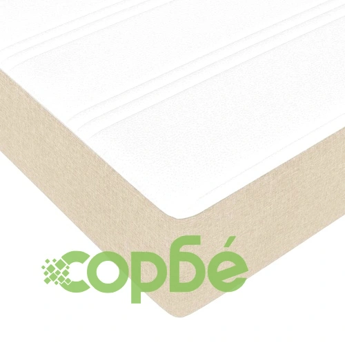 Легло с пружинен матрак от текстил и инженерна дървесина 140x190 см кремаво-кафяво ➤ топ цена ➤ sorbe.bg