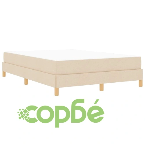 Легло с пружинен матрак от текстил и инженерна дървесина 140x190 см кремаво-кафяво ➤ топ цена ➤ sorbe.bg