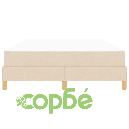 Легло с пружинен матрак от текстил и инженерна дървесина 140x190 см кремаво-кафяво ➤ топ цена ➤ sorbe.bg