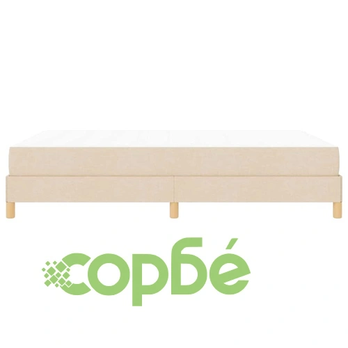 Легло с пружинен матрак от текстил и инженерна дървесина 140x190 см кремаво-кафяво ➤ топ цена ➤ sorbe.bg