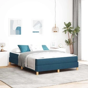 Легло с пружинирана основа и матрак синьо и кафяво 140x190 см от текстил