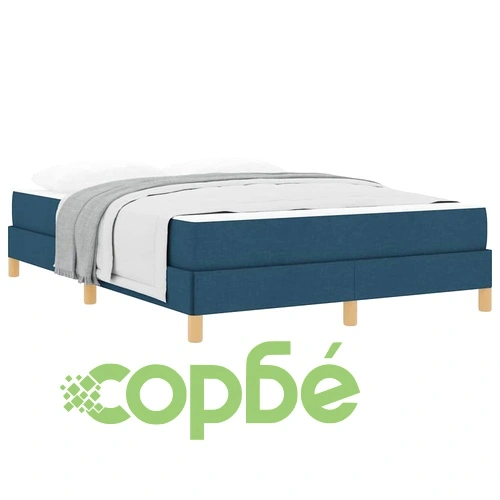 Легло с пружинирана основа и матрак синьо и кафяво 140x190 см от текстил ➤ топ цена ➤ sorbe.bg