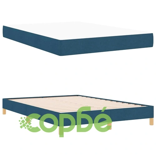 Легло с пружинирана основа и матрак синьо и кафяво 140x190 см от текстил ➤ топ цена ➤ sorbe.bg