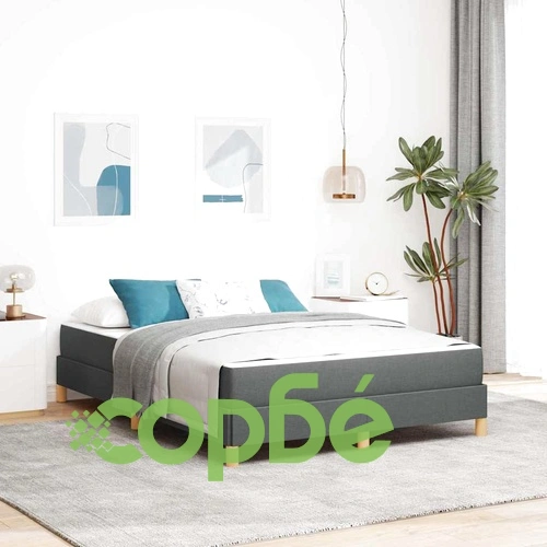 Двойно легло с пружинна основа и матрак тъмносиво 140x200 см ➤ топ цена ➤ sorbe.bg