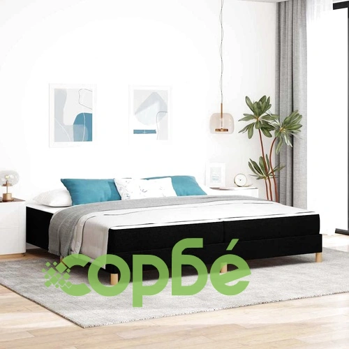 Легло с пружинирана основа и матрак черно и кафяво 200x200 см ➤ топ цена ➤ sorbe.bg