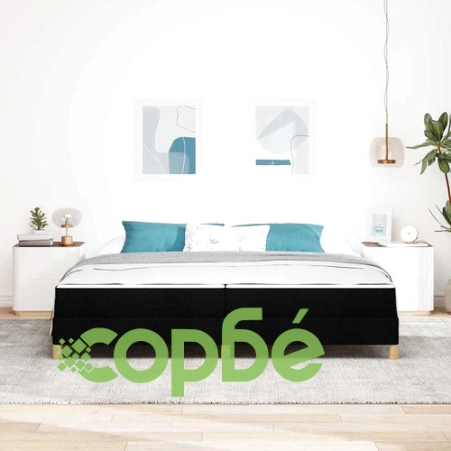 Легло с пружинирана основа и матрак черно и кафяво 200x200 см ➤ топ цена ➤ sorbe.bg