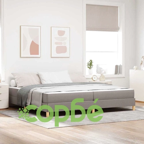 Легло с пружинна основа и матрак таупе и кафяво 200x200 см тъкан ➤ топ цена ➤ sorbe.bg