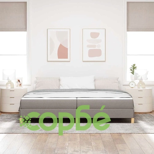Легло с пружинна основа и матрак таупе и кафяво 200x200 см тъкан ➤ топ цена ➤ sorbe.bg