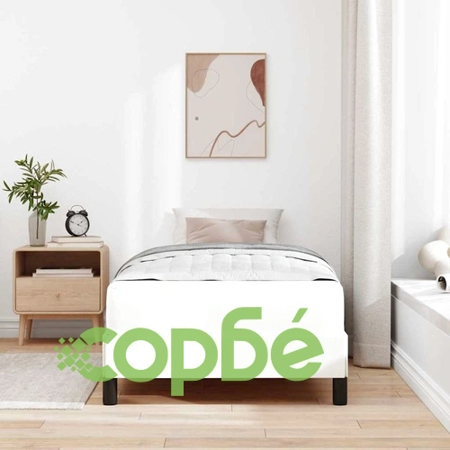 Легло с матрак от изкуствена кожа Pure White 90x190 см с ламелна рамка ➤ топ цена ➤ sorbe.bg