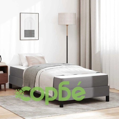 Легло с матрак от изкуствена кожа сиво 90x200 см с ламелна рамка ➤ топ цена ➤ sorbe.bg