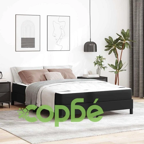 Легло с матрак от изкуствена кожа черно 140x190 см с ламелна рамка ➤ топ цена ➤ sorbe.bg