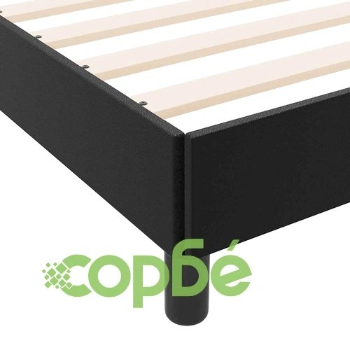 Легло с матрак от изкуствена кожа черно 140x190 см с ламелна рамка ➤ топ цена ➤ sorbe.bg