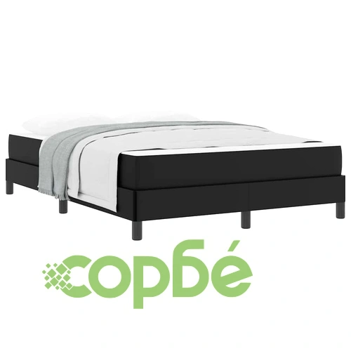 Легло с матрак от изкуствена кожа черно 140x190 см с ламелна рамка ➤ топ цена ➤ sorbe.bg