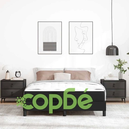 Легло с матрак от изкуствена кожа черно 140x190 см с ламелна рамка ➤ топ цена ➤ sorbe.bg