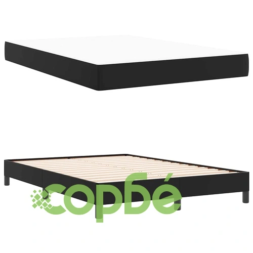 Легло с матрак от изкуствена кожа черно 140x190 см с ламелна рамка ➤ топ цена ➤ sorbe.bg