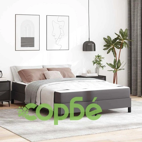 Легло с матрак сив 140x190 см от изкуствена кожа с ламелна рамка ➤ топ цена ➤ sorbe.bg