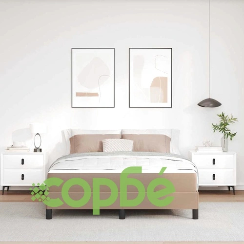 Легло с матрак Капучино 140x200 см от изкуствена кожа с ламелна рамка ➤ топ цена ➤ sorbe.bg