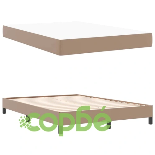 Легло с матрак Капучино 140x200 см от изкуствена кожа с ламелна рамка ➤ топ цена ➤ sorbe.bg