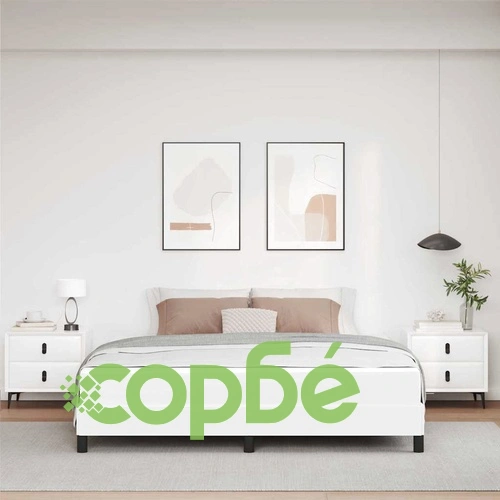 Легло с матрак от изкуствена кожа Pure White 180x200 см с ламелна рамка ➤ топ цена ➤ sorbe.bg