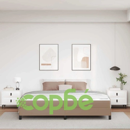 Легло с матрак Капучино 200 x 200 см, изкуствена кожа ➤ топ цена ➤ sorbe.bg