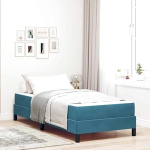 Континентално легло с матрак тъмносиньо 90x200 см кадифе