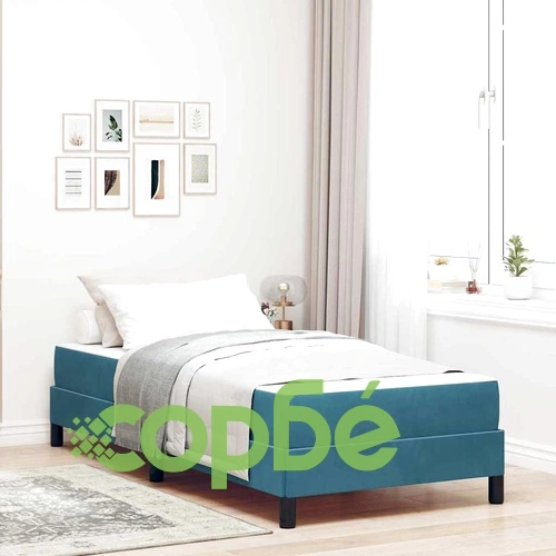 Континентално легло с матрак тъмносиньо 90x200 см кадифе ➤ топ цена ➤ sorbe.bg