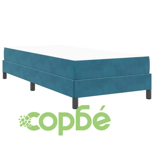 Континентално легло с матрак тъмносиньо 90x200 см кадифе ➤ топ цена ➤ sorbe.bg