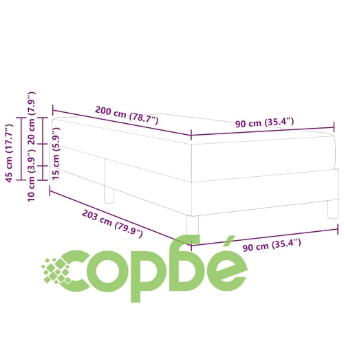 Континентално легло с матрак тъмносиньо 90x200 см кадифе ➤ топ цена ➤ sorbe.bg