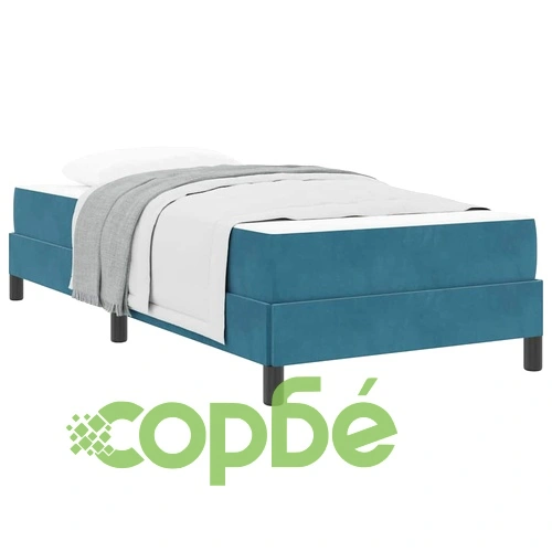 Континентално легло с матрак тъмносиньо 90x200 см кадифе ➤ топ цена ➤ sorbe.bg