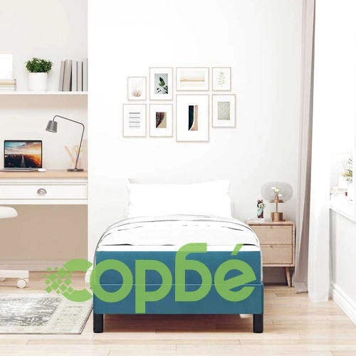 Континентално легло с матрак тъмносиньо 90x200 см кадифе ➤ топ цена ➤ sorbe.bg