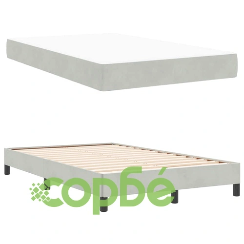 Континентално легло с матрак светлосиво 120x200 см кадифе ➤ топ цена ➤ sorbe.bg