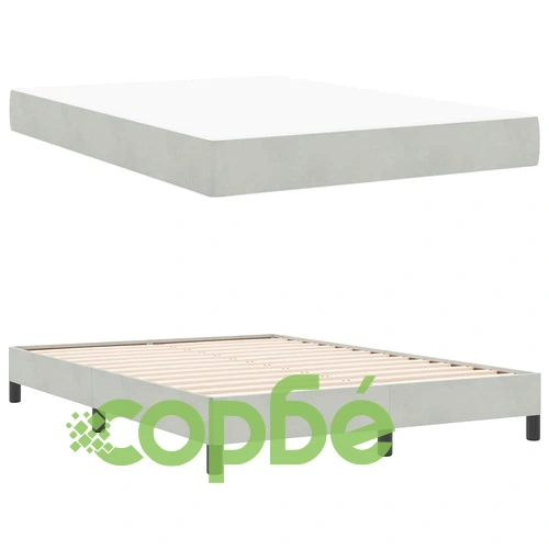 Континентално легло с матрак светлосиво 140x190 см кадифе ➤ топ цена ➤ sorbe.bg