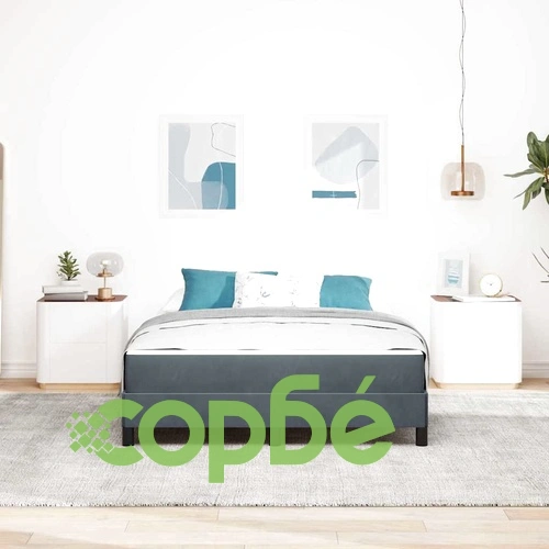 Континентално легло с матрак от кадифе тъмносиво 140x190 см ➤ топ цена ➤ sorbe.bg