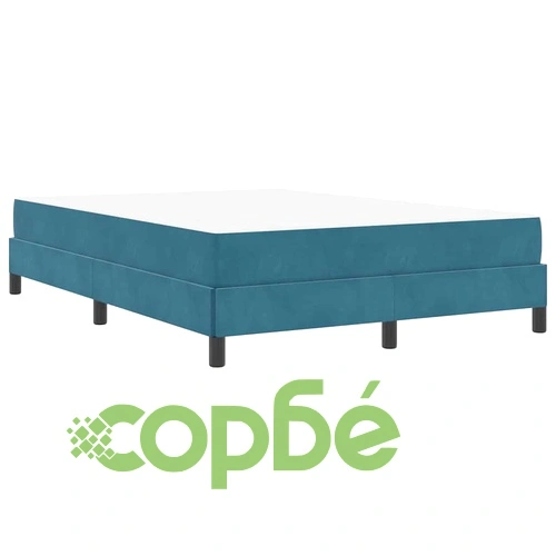 Континентално легло с матрак тъмносиньо 140x190 см кадифе ➤ топ цена ➤ sorbe.bg