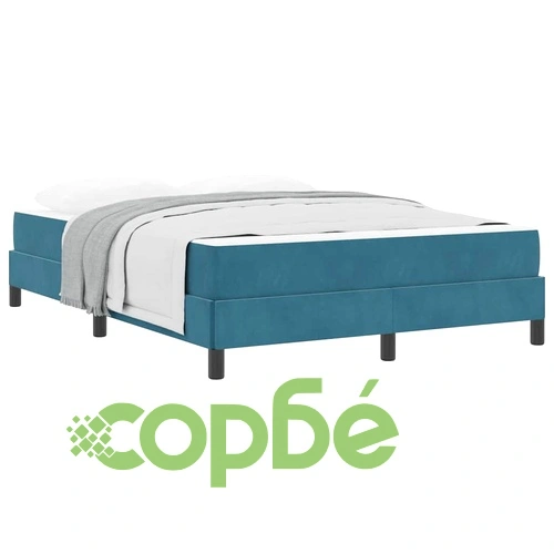 Континентално легло с матрак тъмносиньо 140x190 см кадифе ➤ топ цена ➤ sorbe.bg