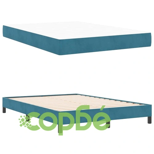 Континентално легло с матрак тъмносиньо 140x190 см кадифе ➤ топ цена ➤ sorbe.bg