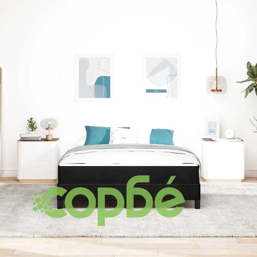 Континентално легло с матрак от кадифе черно 140x200 см ➤ топ цена ➤ sorbe.bg