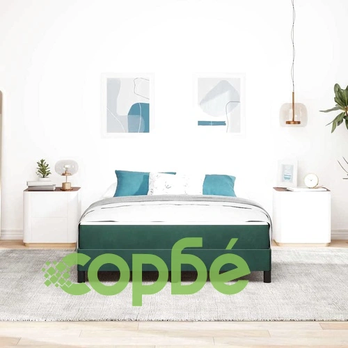 Континентално легло с матрак от кадифе тъмнозелено 140x200 см ➤ топ цена ➤ sorbe.bg