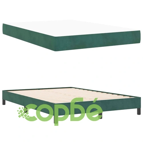 Континентално легло с матрак от кадифе тъмнозелено 140x200 см ➤ топ цена ➤ sorbe.bg