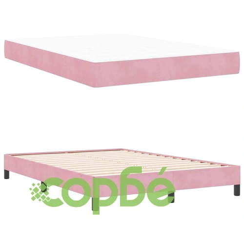 Континентално легло с матрак от кадифе розово 140x200 см ➤ топ цена ➤ sorbe.bg