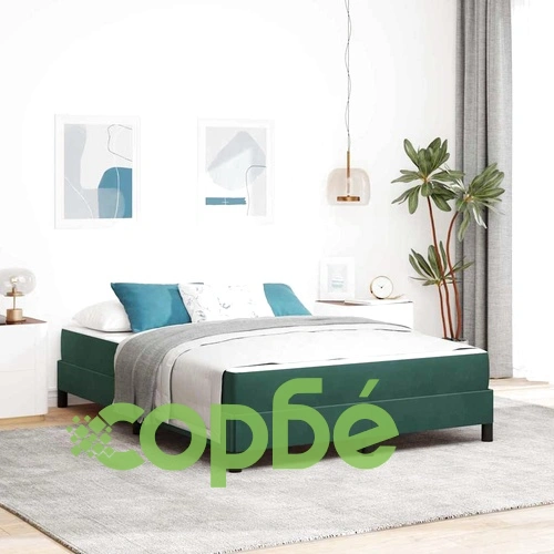 Континентално легло с матрак от кадифе тъмнозелено 160x200 см ➤ топ цена ➤ sorbe.bg