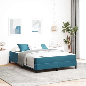 Континентално легло с матрак от кадифе тъмно синьо 160x200 см