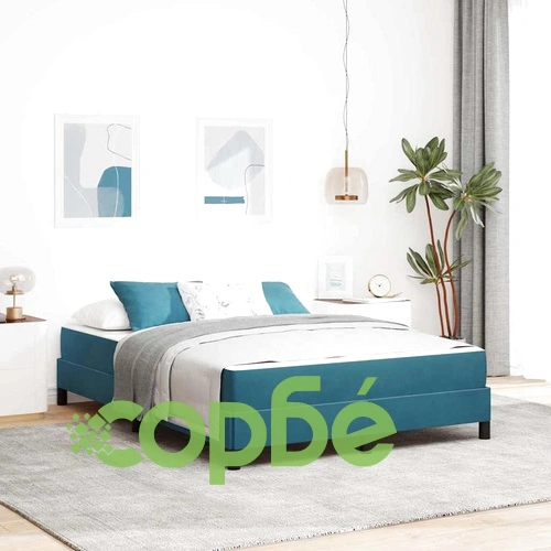 Континентално легло с матрак от кадифе тъмно синьо 160x200 см ➤ топ цена ➤ sorbe.bg