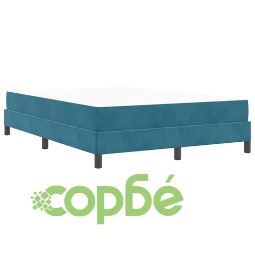 Континентално легло с матрак от кадифе тъмно синьо 160x200 см ➤ топ цена ➤ sorbe.bg